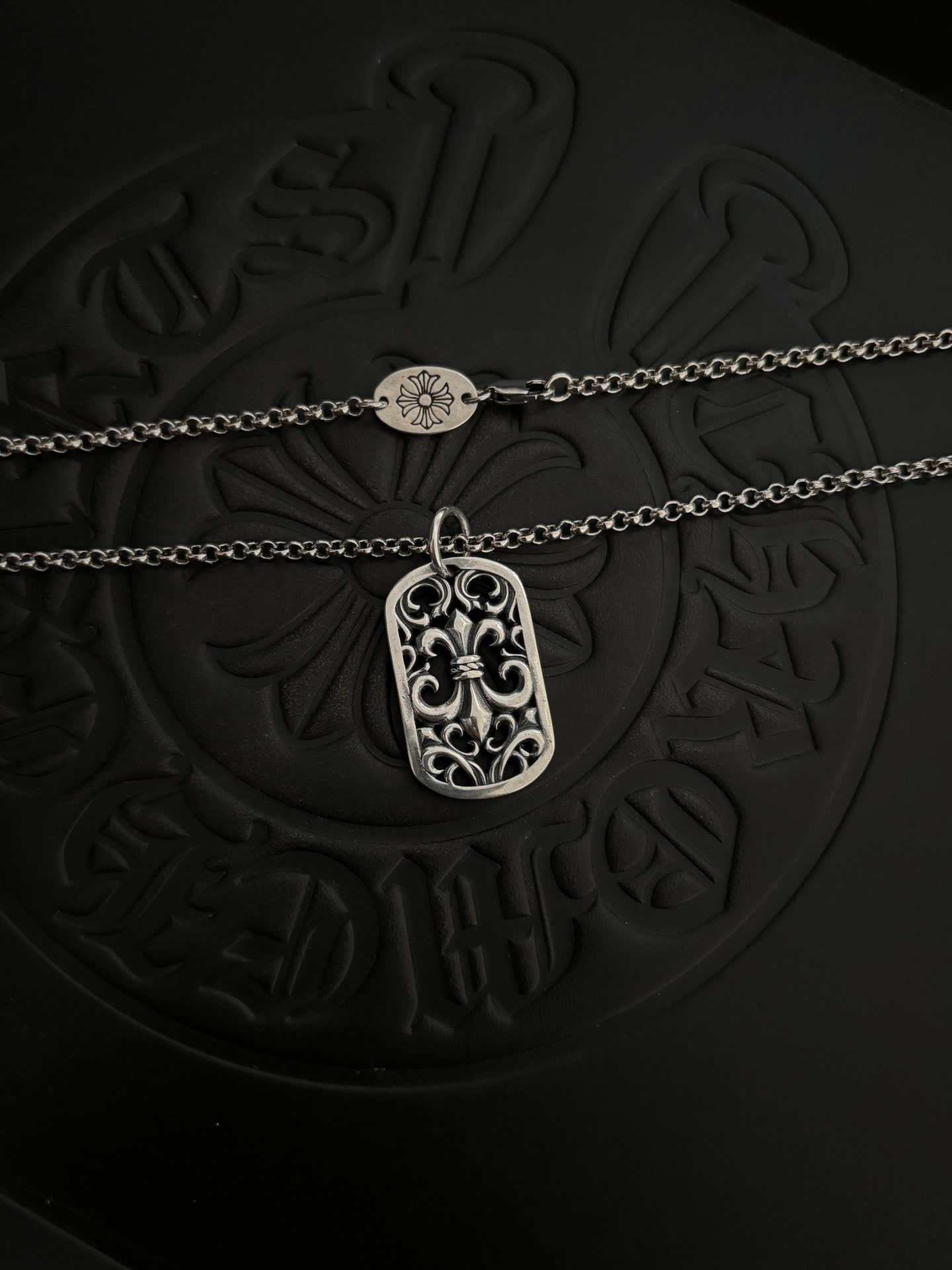 Chrome Hearts Silver Filigree Tag Necklace